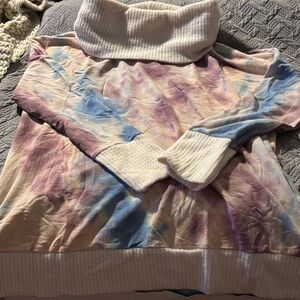 White Birch Pastel Tie-Dye Turtleneck Sweater